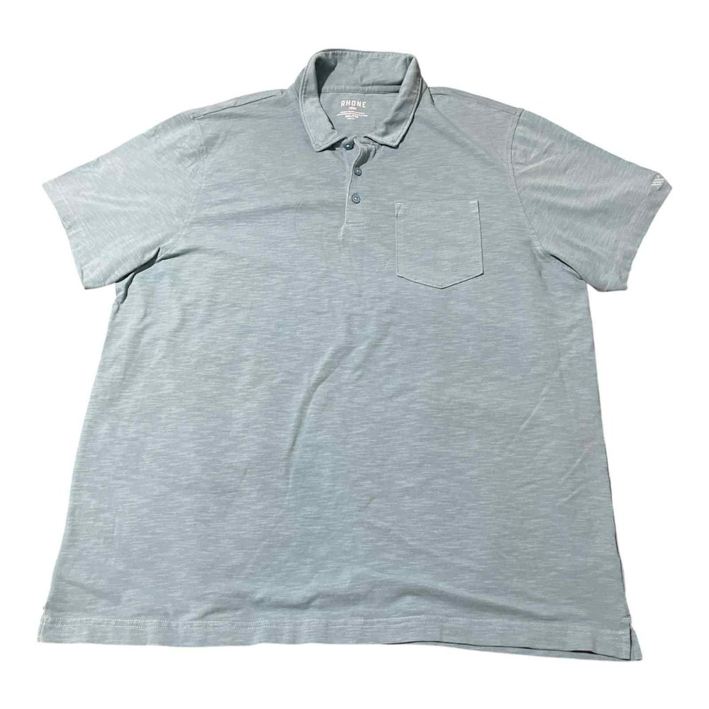 Rhone Polo Shirt Mens 2XL Blue Gray Heather Chest Pocket‎ Lightweight Athleisure